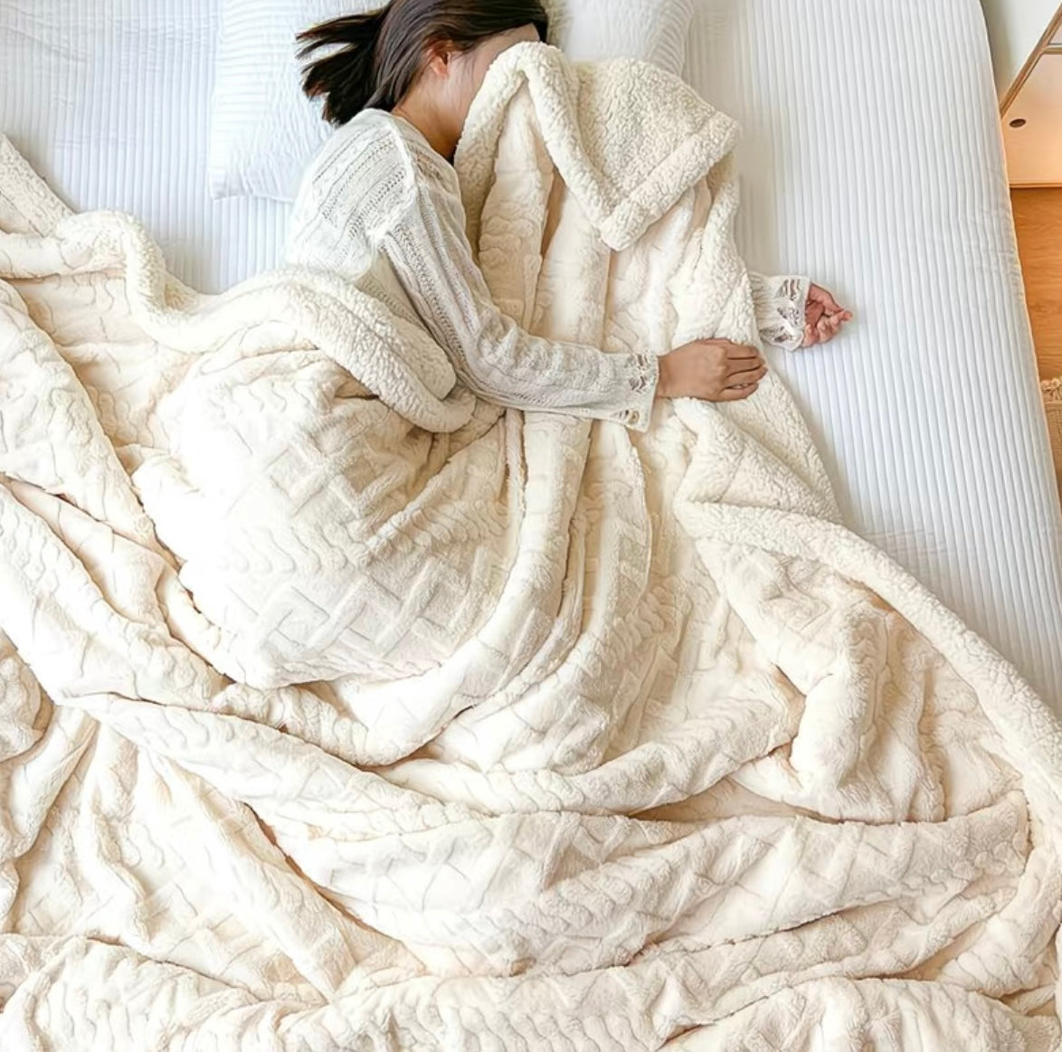Creamy White Fleece blanket
