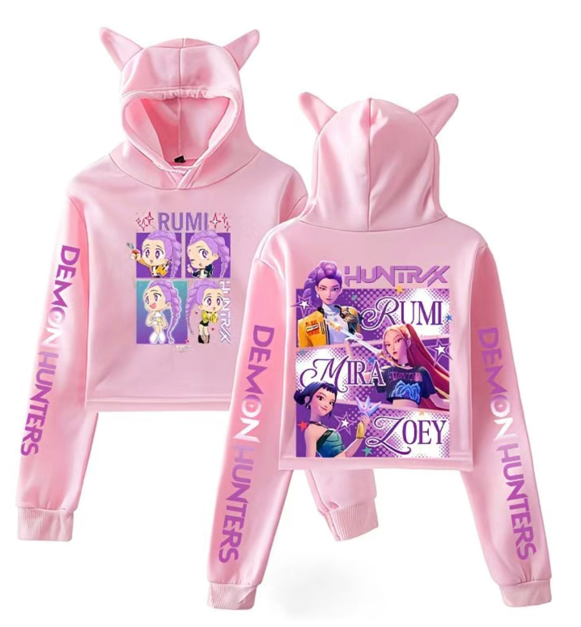 Huntrix K Pop Demon Hunters baby Pink sweater